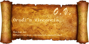 Orsós Vincencia névjegykártya
